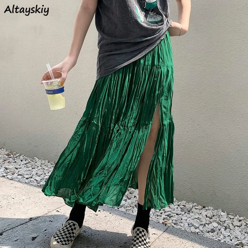 Skirts Women Loose Casual Simple Side-slit Folds High Waist Summer Thin Sexy Ladies Clothes Daily Harajuku Elegant Midi Preppy
Skirts Women Loose Casual Simple Side-slit Folds High Waist Summer Thin Sexy Ladies Clothes Daily Harajuku Elegant Midi Preppy