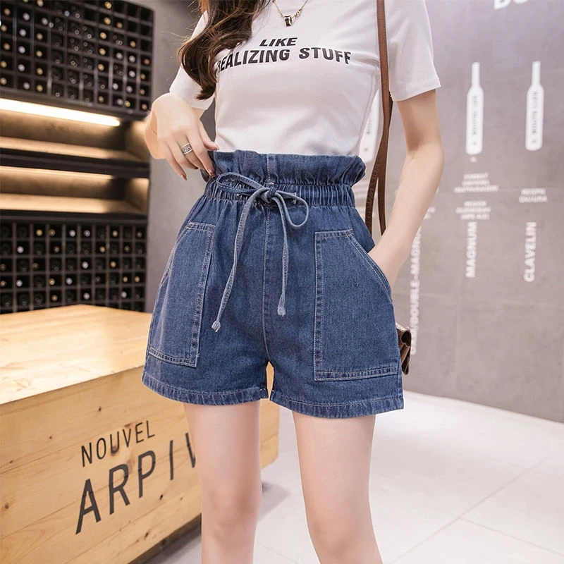 Elastic Waist Drawstring Denim Shorts Women's Summer Fashion Flower A Line Short Jeans Female Plus Szie Casual Loose Shorts
Elastic Waist Drawstring Denim Shorts Women's Summer Fashion Flower A Line Short Jeans Female Plus Szie Casual Loose Shorts