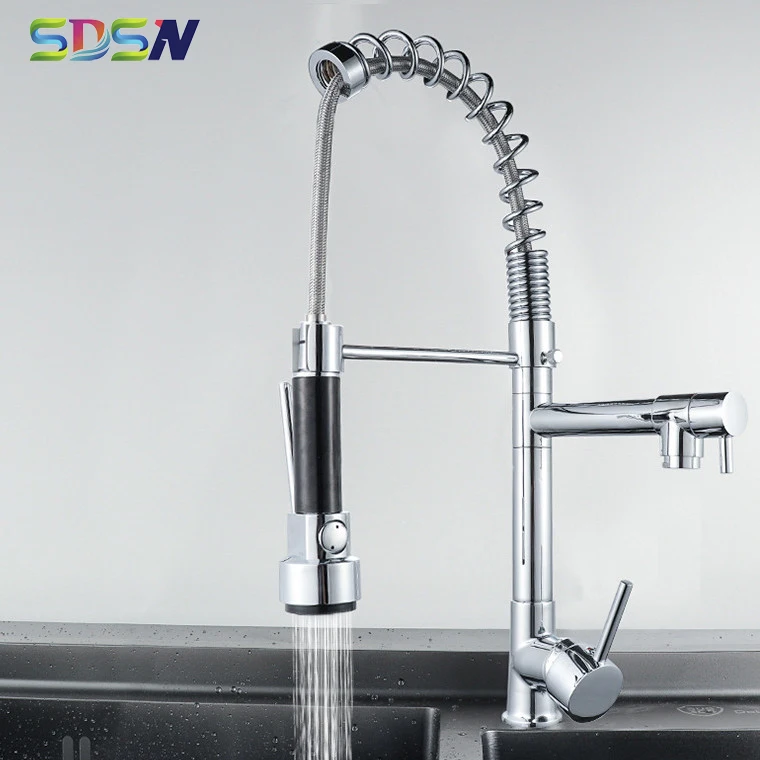 Spring Kitchen Sink Water Faucet Chrome Brass Kitchen Tap Multifunctional Kitchen Faucet Pull Out Hot and Cold Kitchen Sink-tap
Spring Kitchen Sink Water Faucet Chrome Brass Kitchen Tap Multifunctional Kitchen Faucet Pull Out Hot and Cold Kitchen Sink-tap