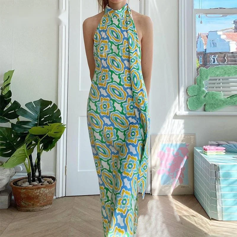 Halter Print Maxi Dress Women 2021 Fashion O-Neck Sexy Backless Elegant Sleeveless Summer Holiday Party Casual Long Dresses
Halter Print Maxi Dress Women 2021 Fashion O-Neck Sexy Backless Elegant Sleeveless Summer Holiday Party Casual Long Dresses