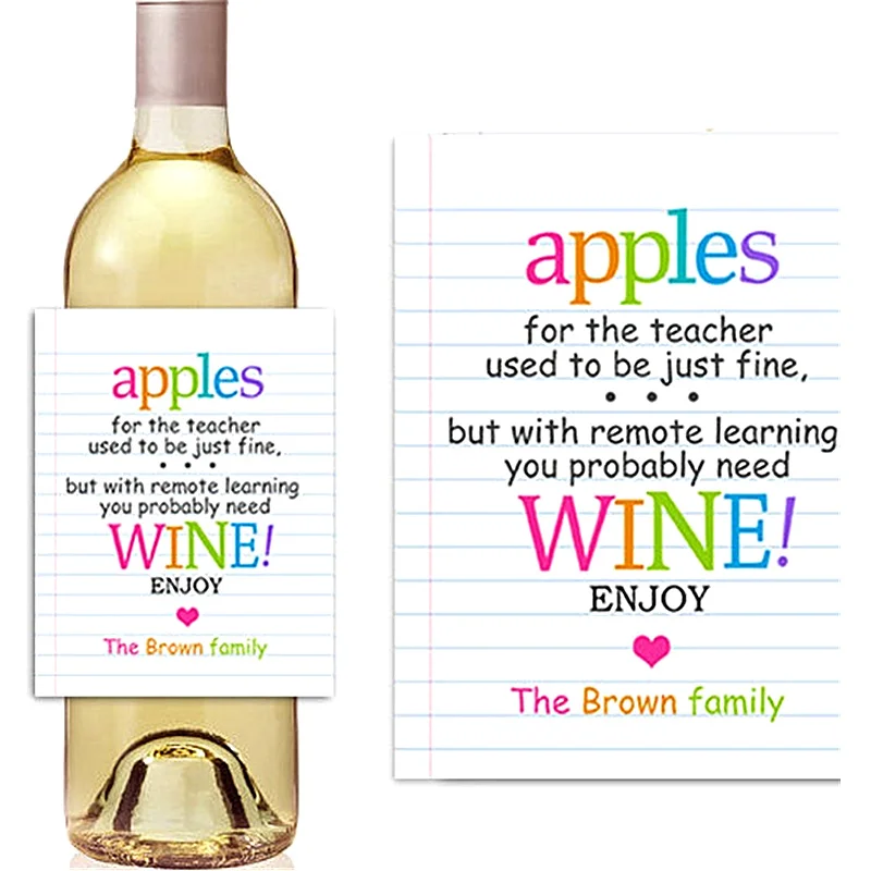 

Custom Remote Learning Teacher Bottle Label,Personalized Family Wine For Thank Teachers Label Ideas,Teacher End Of Year Gifts