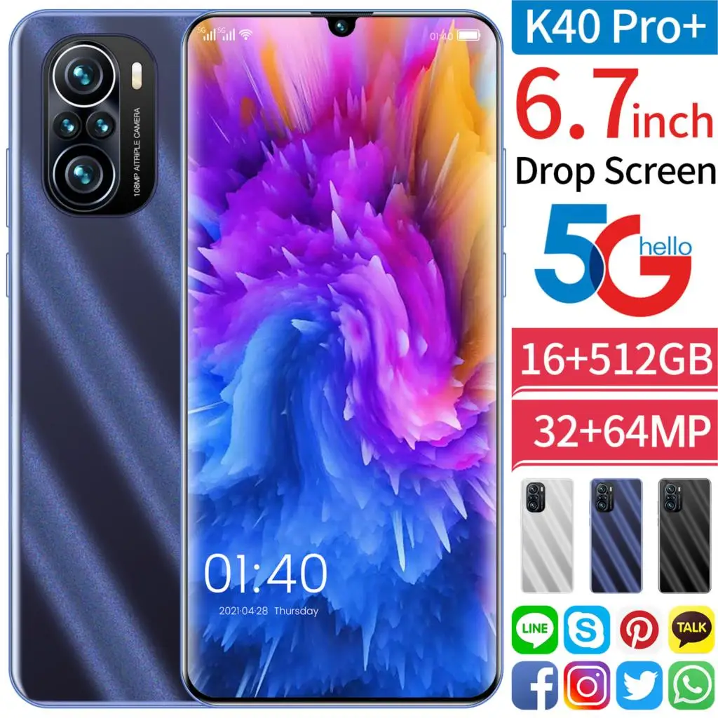 K40 Pro+ Global Version 5G Smartphone MT6889 Deca Core Mobile Phone 6.7'' HD Full Screen Phone 8G+256G 64MP Cellphone 6000mAh
K40 Pro+ Global Version 5G Smartphone MT6889 Deca Core Mobile Phone 6.7'' HD Full Screen Phone 8G+256G 64MP Cellphone 6000mAh