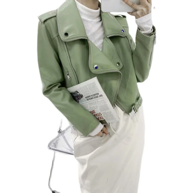 FTLZZ 2021 Autumn Casual Embroidered Rivet Waistband Faux Leather Jacket Women Green Moto Biker Windfool Short Outwear
FTLZZ 2021 Autumn Casual Embroidered Rivet Waistband Faux Leather Jacket Women Green Moto Biker Windfool Short Outwear