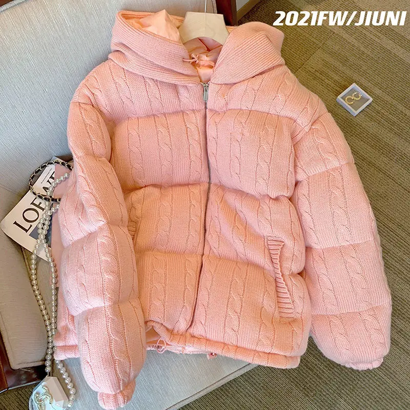 Pink Fashion Loose Knit Fabric Cotton Coat Women High Quality Hooded Zip-Up Warm Cotton Jacket Lady 2021 Autumn Winter
Pink Fashion Loose Knit Fabric Cotton Coat Women High Quality Hooded Zip-Up Warm Cotton Jacket Lady 2021 Autumn Winter