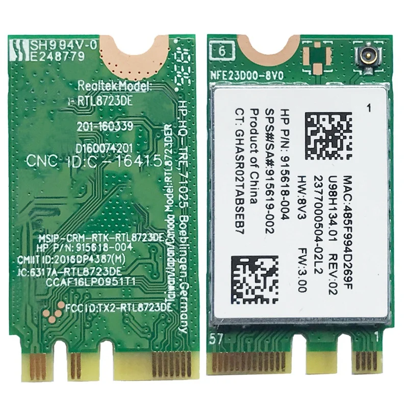 RTL8723DE 246 G6 Network Card BT 4.0 2.4G SPS 915619-001/915618-002 300M for HP Laptops
RTL8723DE 246 G6 Network Card BT 4.0 2.4G SPS 915619-001/915618-002 300M for HP Laptops