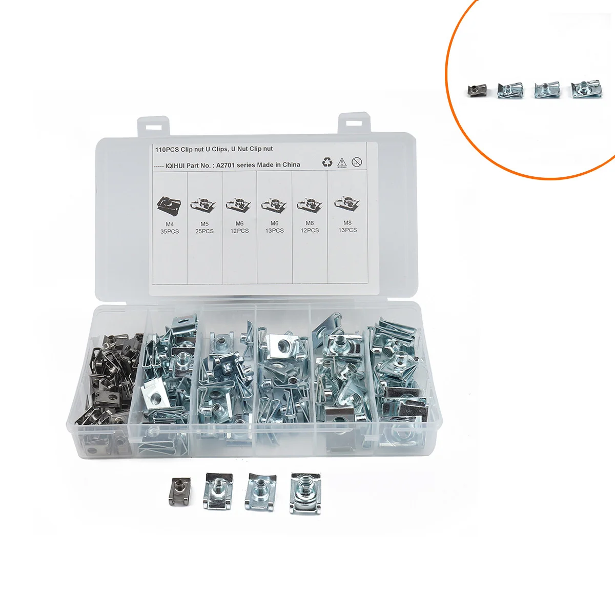 110Pcs stainless steel 304 M4 M5 M6 M8 clip nut /B type reed nut / name clip nut suitable for automobiles and motorcycles
110Pcs stainless steel 304 M4 M5 M6 M8 clip nut /B type reed nut / name clip nut suitable for automobiles and motorcycles