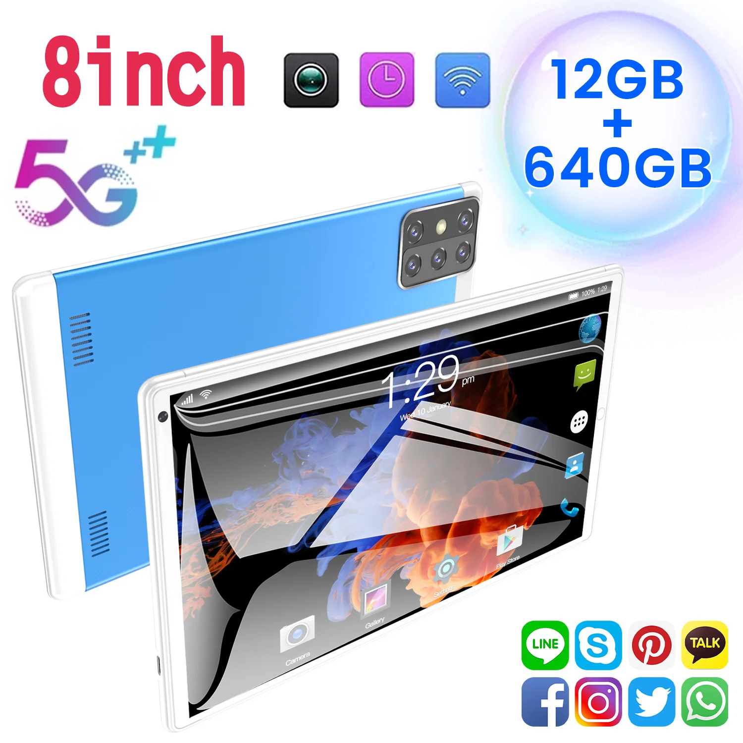2021 TablePC 8inch Version Portable 5G Tablets Pc Android10.0 12G+640G Tablet GPS Tempered Glass Global Version Tablets 8800mAh
2021 TablePC 8inch Version Portable 5G Tablets Pc Android10.0 12G+640G Tablet GPS Tempered Glass Global Version Tablets 8800mAh