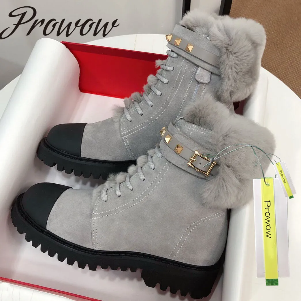 Prowow New High quality Genuine Leather Studded Winter Designer Warm Boots Fur Snow Boots Shoes Women Zapatos Mujer
Prowow New High quality Genuine Leather Studded Winter Designer Warm Boots Fur Snow Boots Shoes Women Zapatos Mujer