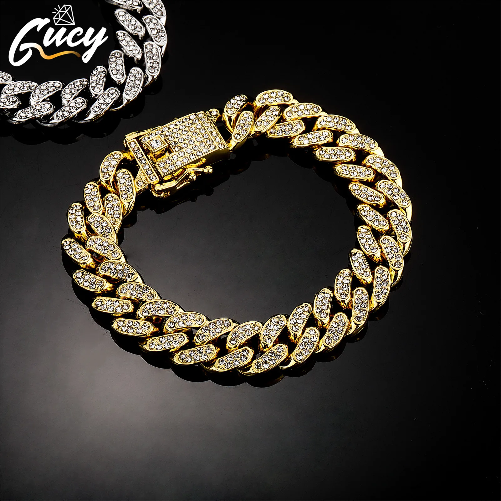 GUCY 13mm High Quality Alloy Cuban Chain For Women Cubic Zirconal Bracelets Jewelry
GUCY 13mm High Quality Alloy Cuban Chain For Women Cubic Zirconal Bracelets Jewelry