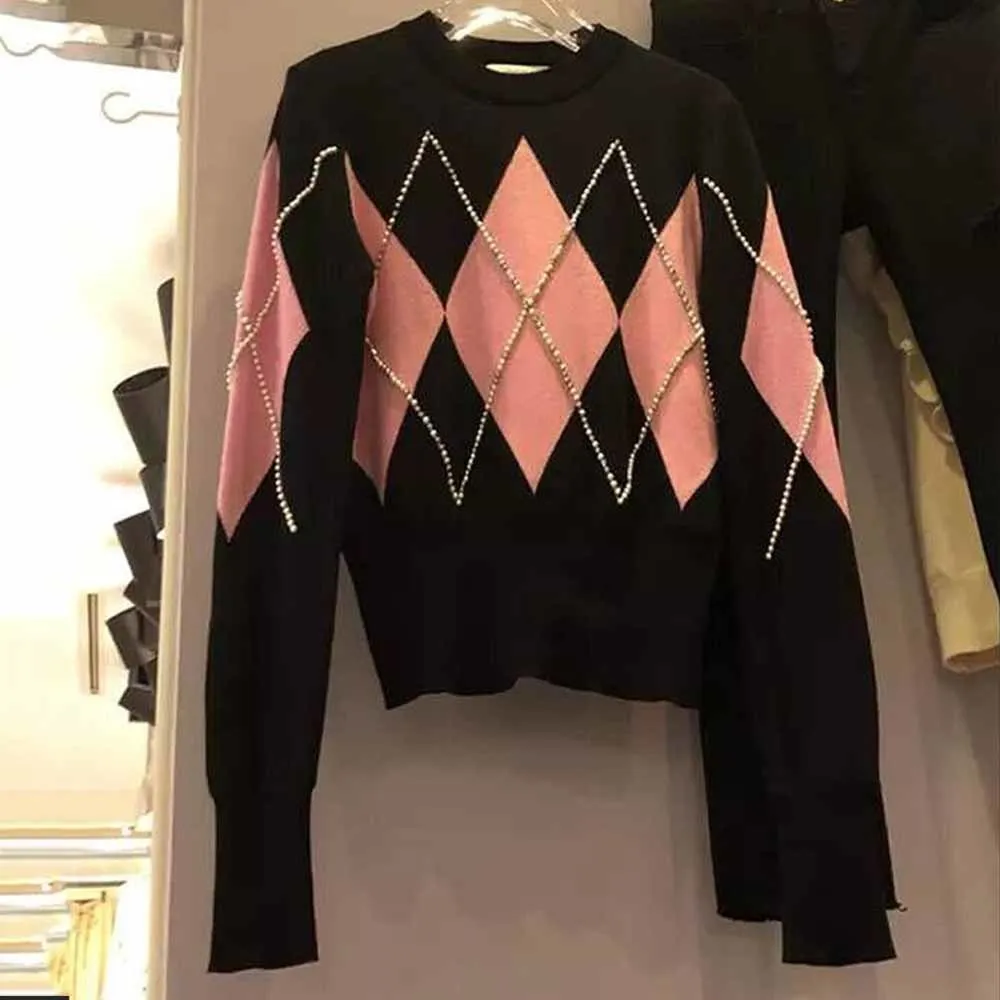 2022 Autumn Winter Heavy Beads Color Matching Sweater for Women New Korean Fashion Long Sleeve Diamond Bottoming Shirt Pullovers
2022 Autumn Winter Heavy Beads Color Matching Sweater for Women New Korean Fashion Long Sleeve Diamond Bottoming Shirt Pullovers