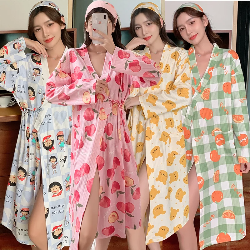 2022 Spring Autumn Long Sleeve Cotton Kimono Robes for Women Print Long Bathrobe Sleepwear Night Dress Bath Robe Homewear Nighty
2022 Spring Autumn Long Sleeve Cotton Kimono Robes for Women Print Long Bathrobe Sleepwear Night Dress Bath Robe Homewear Nighty