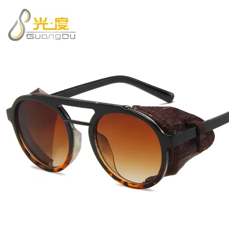 Солнцезащитные очки унисекс в круглой оправе из искусственной кожи uv400 |