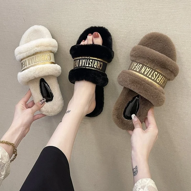 Fur Slippers Women 2021 New Fall/winter Flat Lettered Flip-flops Large Size Net Red Heelless Cotton Slippers
Fur Slippers Women 2021 New Fall/winter Flat Lettered Flip-flops Large Size Net Red Heelless Cotton Slippers