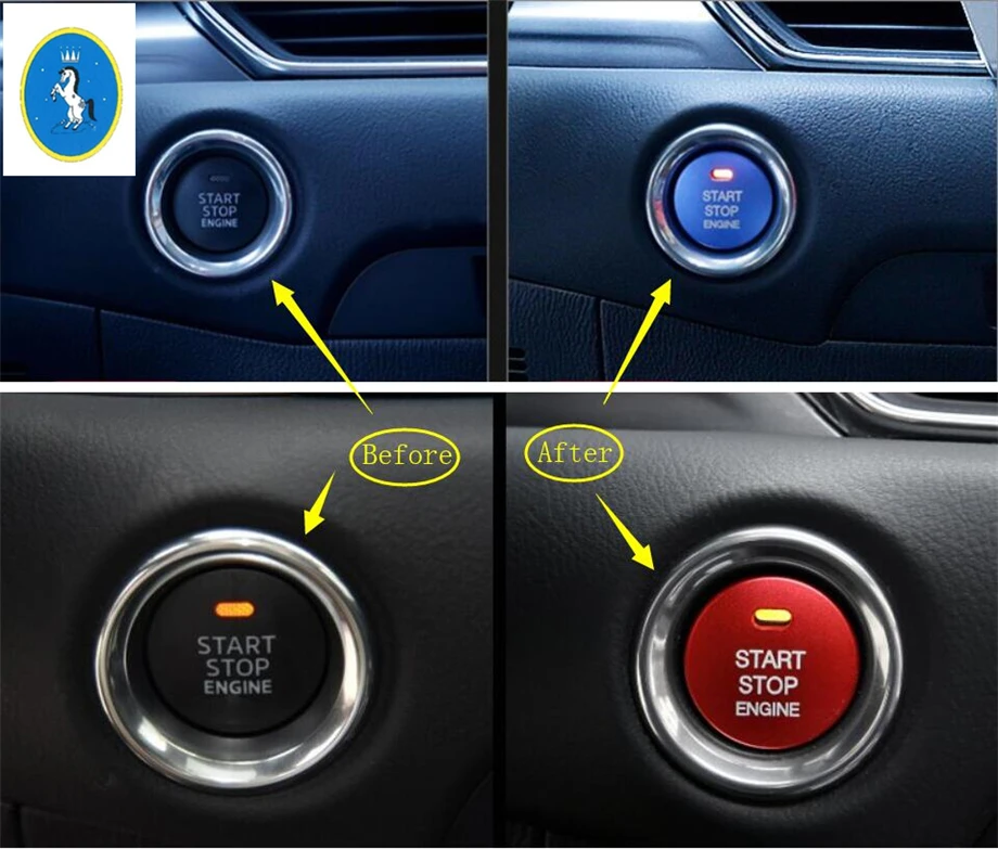 

Yimaautotrims Auto Accessory Engine Start Stop Push Button Key Hole Switch Cover Trim For Mazda 3 Sedan Hatchback 2017 2018