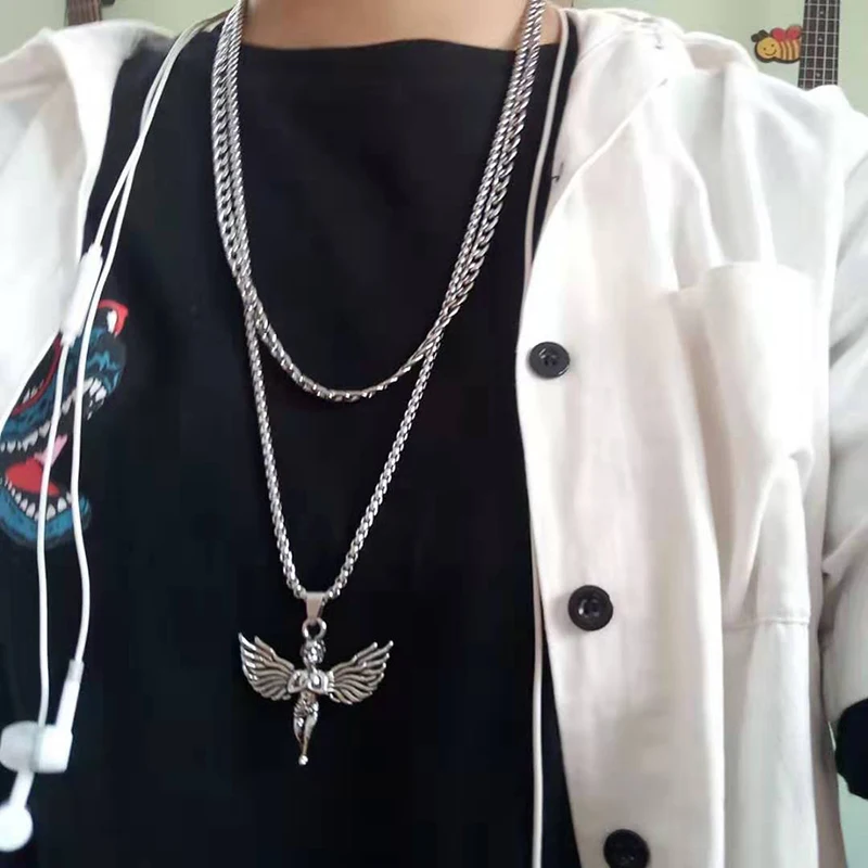 Metal Women Men Angle Pendant Necklace Stainless Steel Chain Unisex Layered Necklaces Harajuku Hip Hop Jewelry
Metal Women Men Angle Pendant Necklace Stainless Steel Chain Unisex Layered Necklaces Harajuku Hip Hop Jewelry