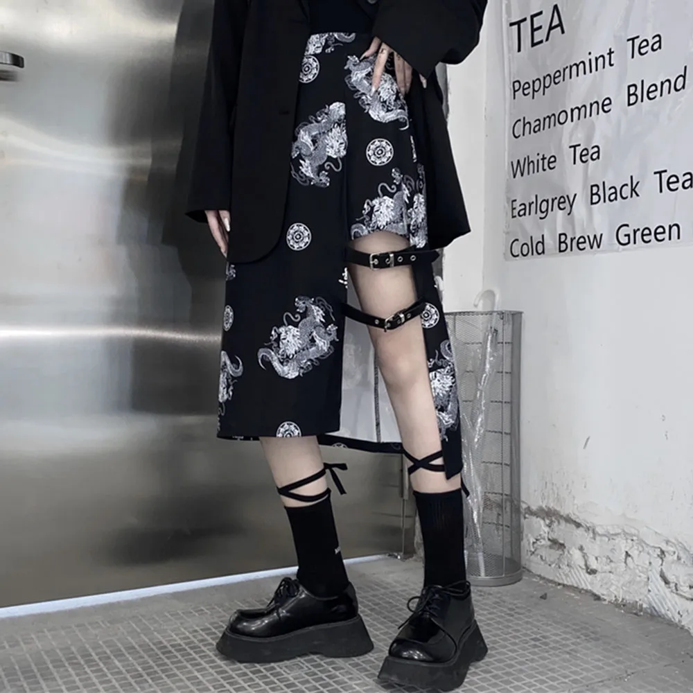 Highstreet Punk Buckle Gothic Skirt High Waist Women Midi Skirts Summer Fashion Vintage Dragon Print Causal Streetwear Black New
Highstreet Punk Buckle Gothic Skirt High Waist Women Midi Skirts Summer Fashion Vintage Dragon Print Causal Streetwear Black New