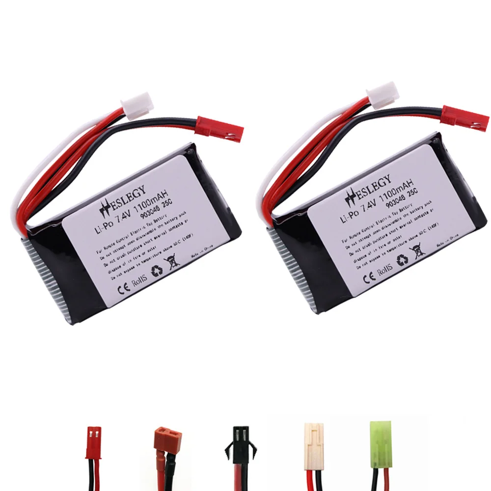 Литий полимерный аккумулятор 25C 7 4 в 1100 мАч для Wltoys V353 A949 A959 A969 A979 k929 В дрона