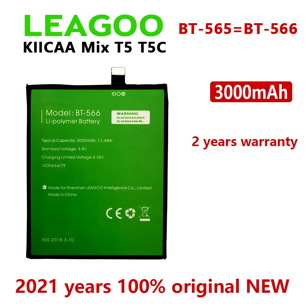New 100% Original BT-566 3000mAh Battery For Leagoo KIICAA Mix T5 T5C BT565 Mobile Phone In Stock Batteries Bateria
New 100% Original BT-566 3000mAh Battery For Leagoo KIICAA Mix T5 T5C BT565 Mobile Phone In Stock Batteries Bateria