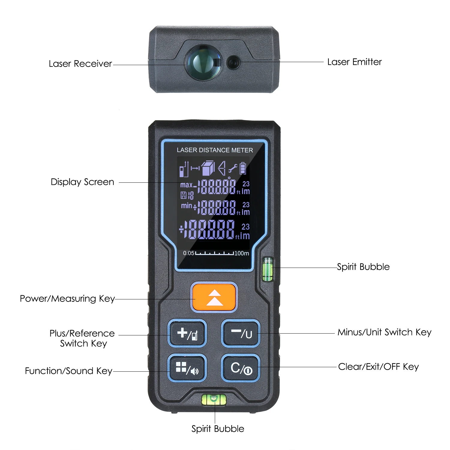 Handheld Range Finder Laser Distance Meter Distance Measuring Single/Continuous/Area/Volume/Pythagoream Laser Rangefinder
Handheld Range Finder Laser Distance Meter Distance Measuring Single/Continuous/Area/Volume/Pythagoream Laser Rangefinder