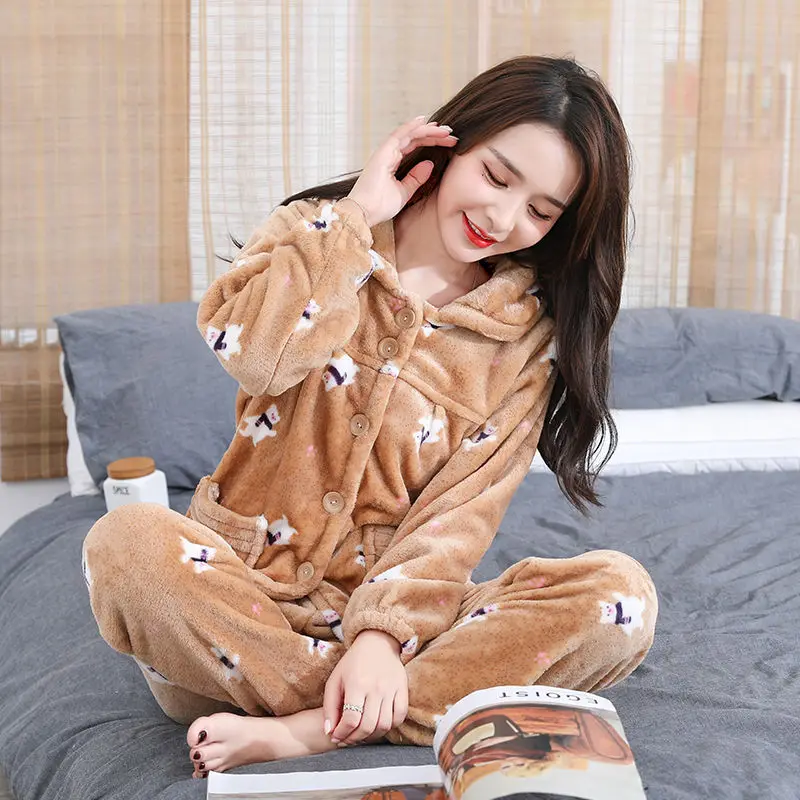 Thick Flannel Winter Women Pajamas Set Flower Long Sleeve Sleepwear Warm Casual Homewear Female Pyjamas Pijama
Thick Flannel Winter Women Pajamas Set Flower Long Sleeve Sleepwear Warm Casual Homewear Female Pyjamas Pijama