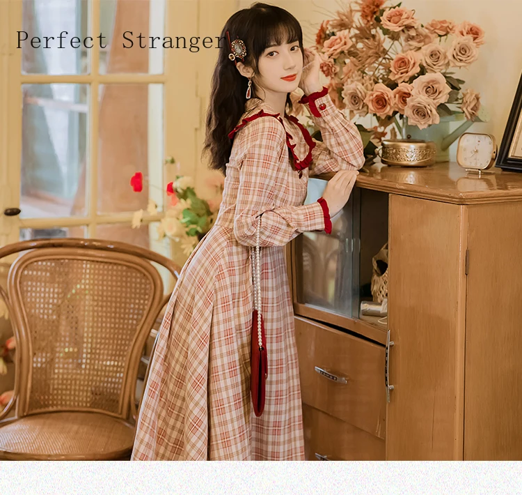 2021 Spring Autumn New Arrival High Quality Retro Korean Peter Pan Collar Plaid Long Sleeve Women Long Dress
2021 Spring Autumn New Arrival High Quality Retro Korean Peter Pan Collar Plaid Long Sleeve Women Long Dress