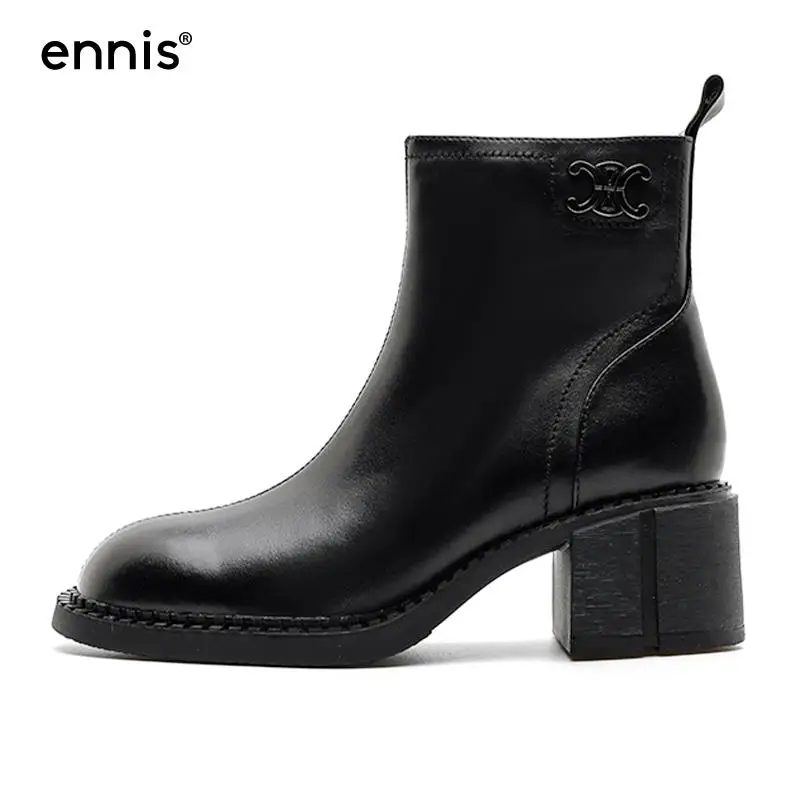 ENNIS Autumn Winter Women Boots Genuine Leather Ankle Boots Black Shoes Med Square Heel Female Boots Zipper Brand Designer Shoes
ENNIS Autumn Winter Women Boots Genuine Leather Ankle Boots Black Shoes Med Square Heel Female Boots Zipper Brand Designer Shoes