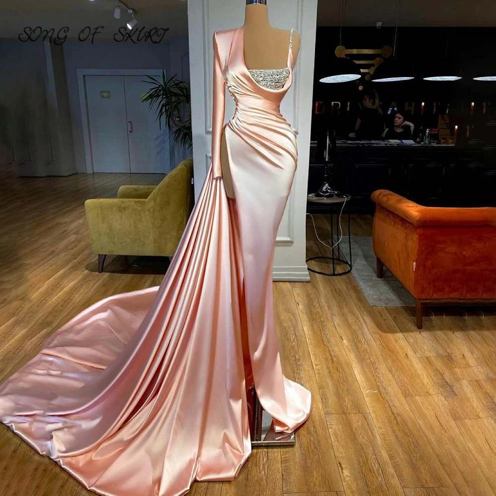 Elegance Pink One Shoulder Women Evening Dresses High Side Split Crystal Strap Ladies Birthday Prom Gown Robes De Soirée
Elegance Pink One Shoulder Women Evening Dresses High Side Split Crystal Strap Ladies Birthday Prom Gown Robes De Soirée