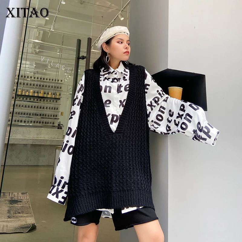 XITAO 2020 Autumn New Knitted sweater Fashion Plus Size Wild Sleeveless Tops V Neck Personality Streetwear Women Clothes DZL1780
XITAO 2020 Autumn New Knitted sweater Fashion Plus Size Wild Sleeveless Tops V Neck Personality Streetwear Women Clothes DZL1780
