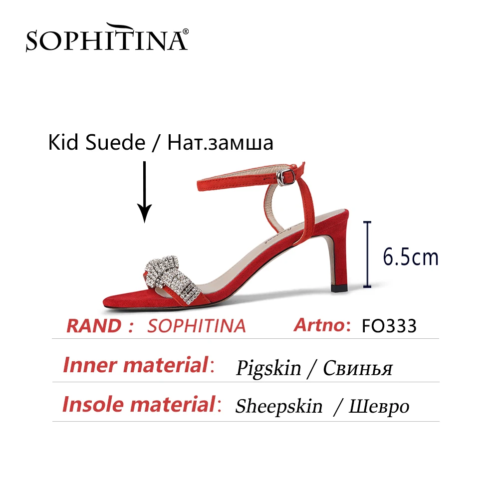SOPHITINA Women Shoes Genuine Leather Thin Heels Round Toe Dressing New Stylish Crystal Fashionable Red Sandals Summer FO333
SOPHITINA Women Shoes Genuine Leather Thin Heels Round Toe Dressing New Stylish Crystal Fashionable Red Sandals Summer FO333