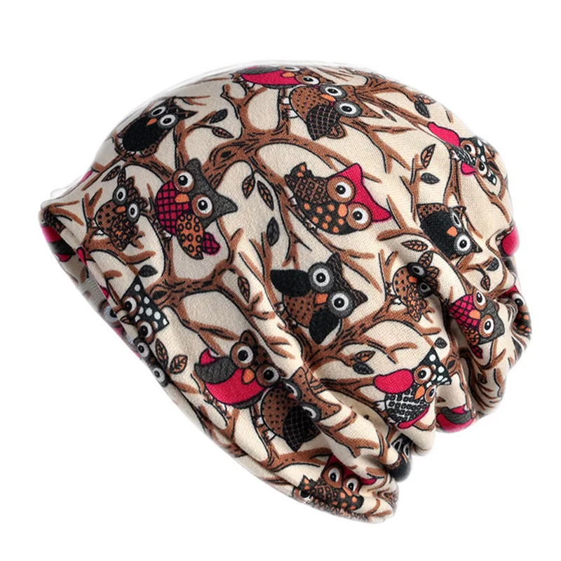 

Owl Pattern Bonnet Beanie Turban Hat Female Winter Hats For Women Men Skullies Beanies Lightweight Turban Slouchy Hat Cap