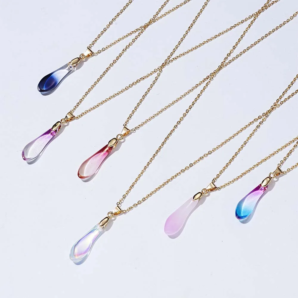 Fashion Natural Stone Pendant Necklace Opal Dripping Love Tear Drops Moonlight Paper Card Jewelry | Украшения и аксессуары