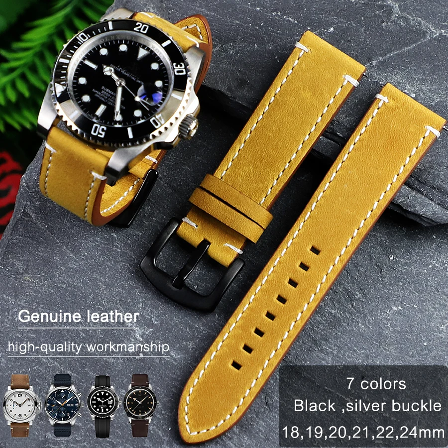 

18mm,19mm,20mm,21mm,22mm,24mm Vintage Leather Watch Strap Quick Release Pins Watch Band for Citizen Seiko Casio Breitling Tudor