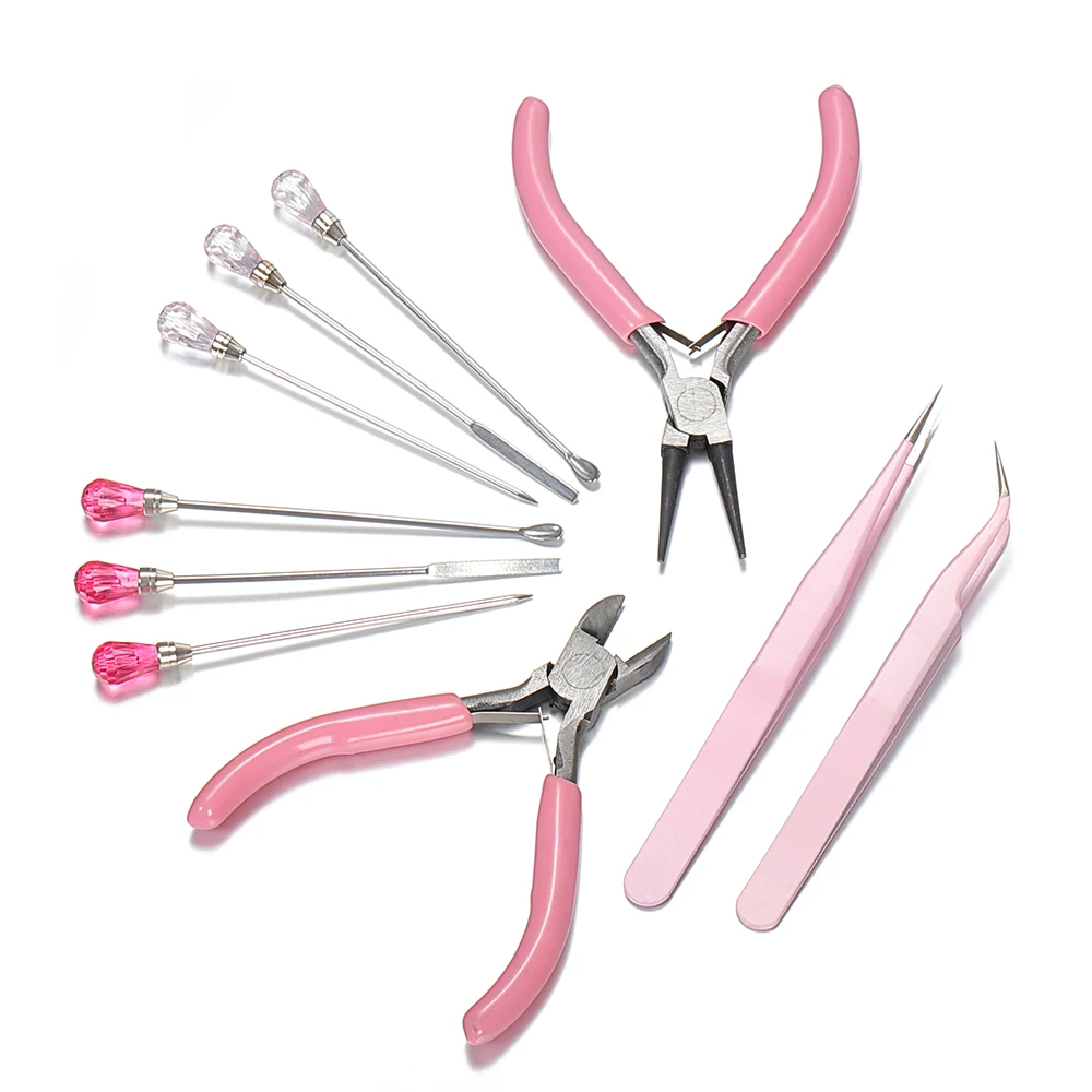 Pink Color DIY Jewelry Making Pliers Tweezers Tool Muddler Poke Needle Spoon Tool Set For Silicone Resin Mold Jewelry Making 
Pink Color DIY Jewelry Making Pliers Tweezers Tool Muddler Poke Needle Spoon Tool Set For Silicone Resin Mold Jewelry Making