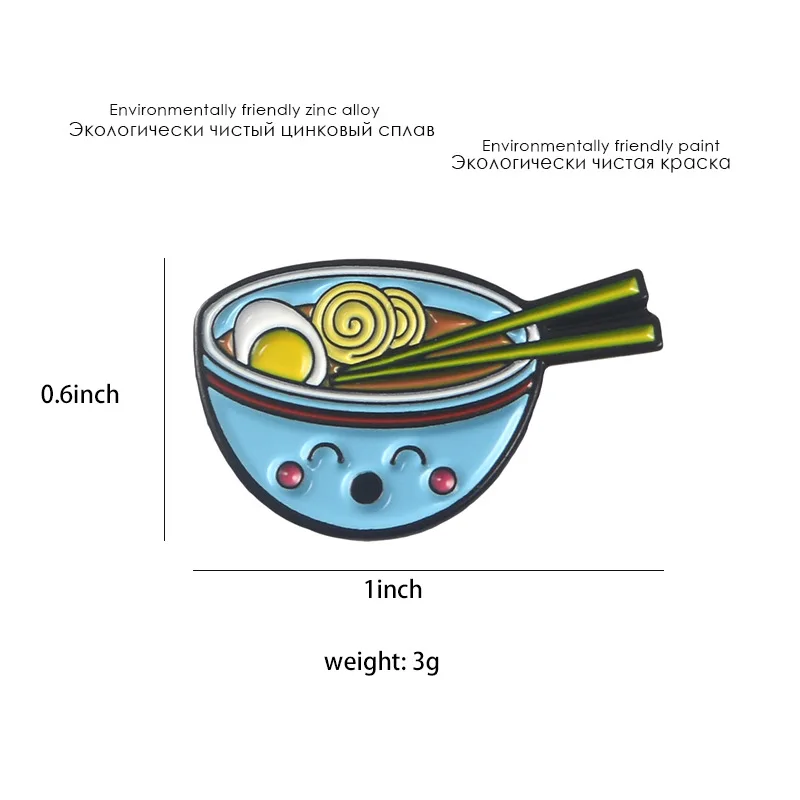 Cartoon Noodle Bowl Brooch Alloy Pin Shirt Badges Enamel Pins Broches for Men Women Badge Pines Brooches Jewelry Accessories | Украшения и