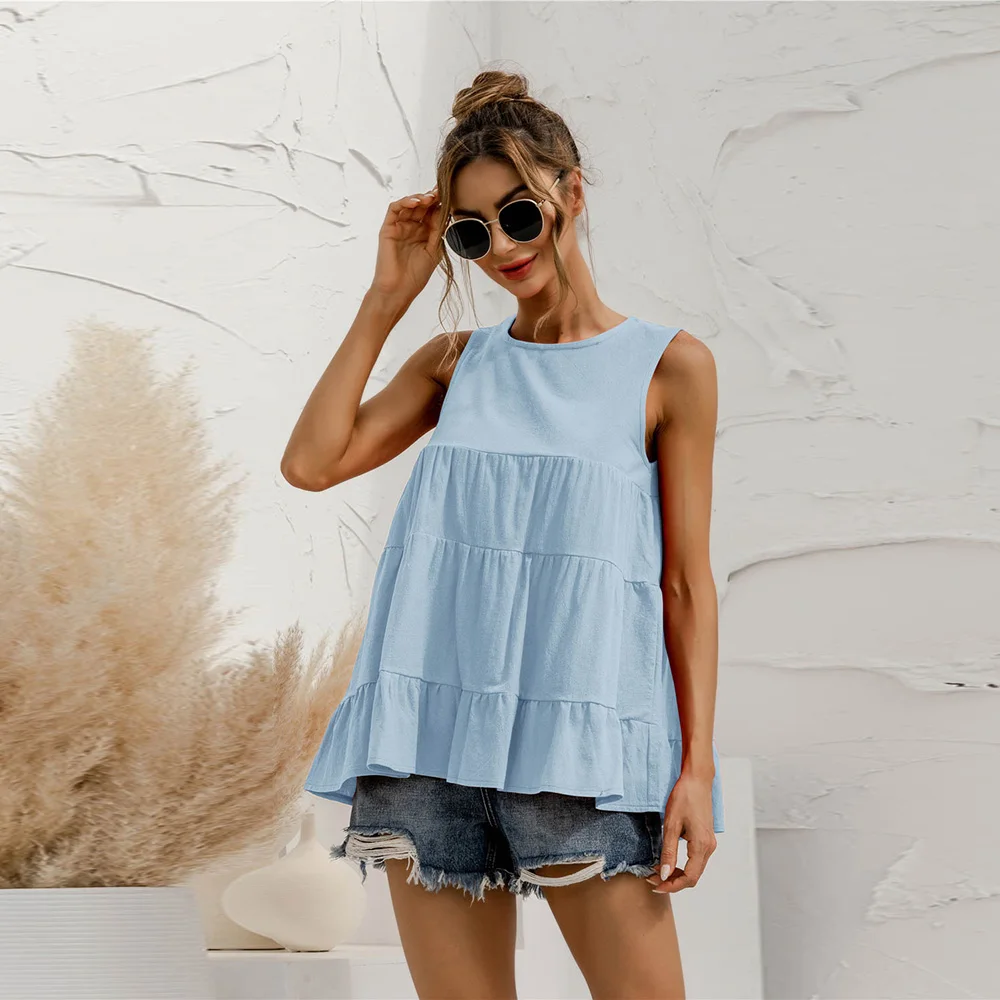 Summer 2021 O-neck Sleeveless Patchwork Loose T-shirt Top Elegant Women Solid Color Casual A-line Tank Top Streetwear Female
Summer 2021 O-neck Sleeveless Patchwork Loose T-shirt Top Elegant Women Solid Color Casual A-line Tank Top Streetwear Female