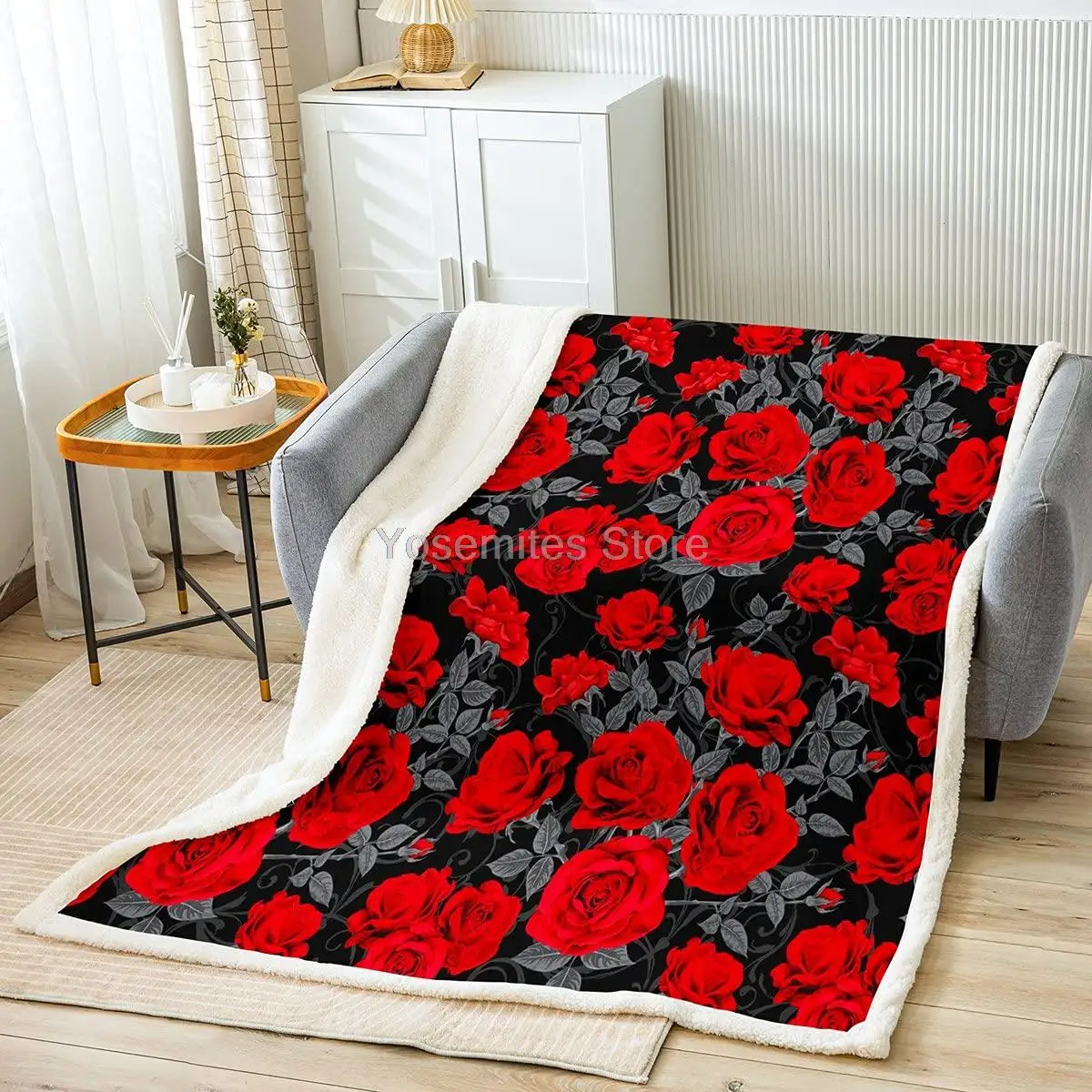 Castle Fairy Red Flowers Throws Blanket,Rose and Grey Leaves Print Sherpa Blanket for Girls Teens Gift, Gothic Floral Plant Them
Castle Fairy Red Flowers Throws Blanket,Rose and Grey Leaves Print Sherpa Blanket for Girls Teens Gift, Gothic Floral Plant Them