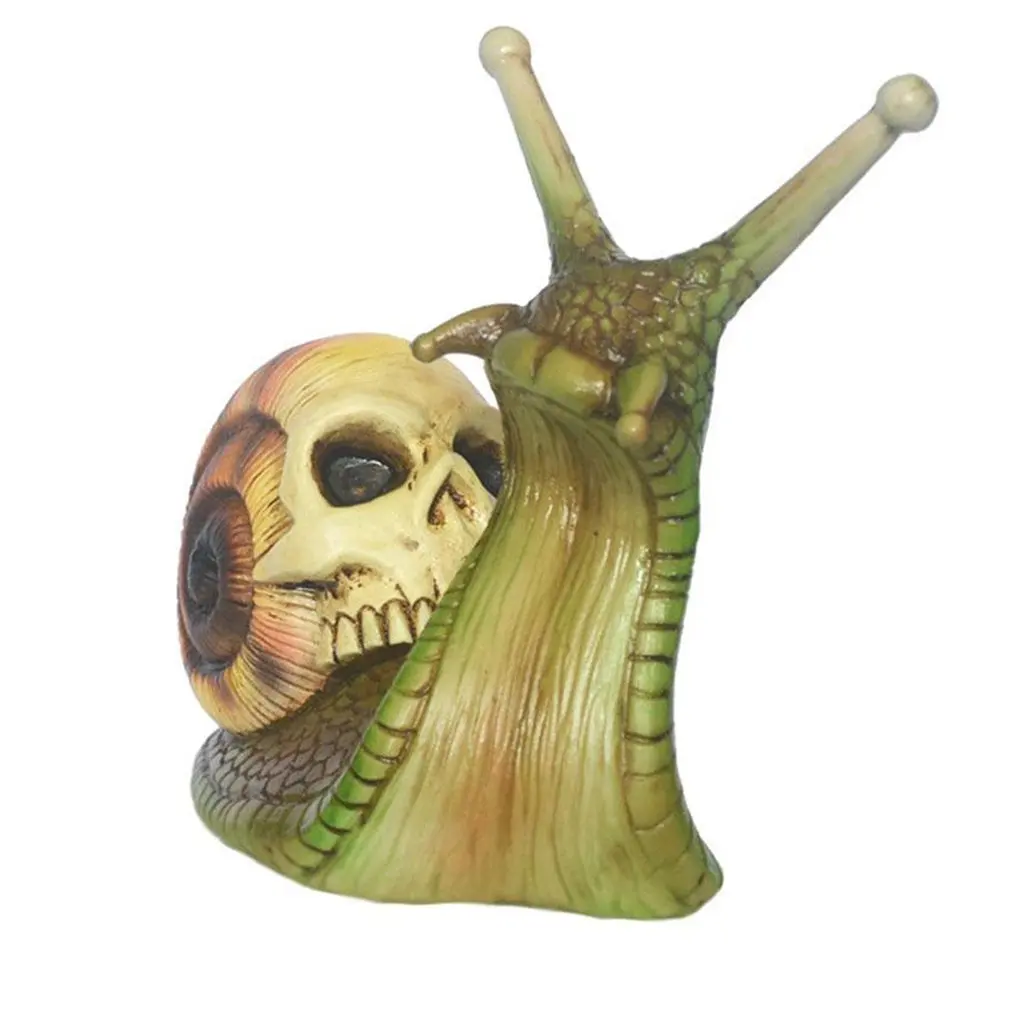 

Snail Skull Sculpture Gothic Decoration Snail Statue Patio Halloween Figurine Crafts Horror Skeleton Desktop Ornament Decor