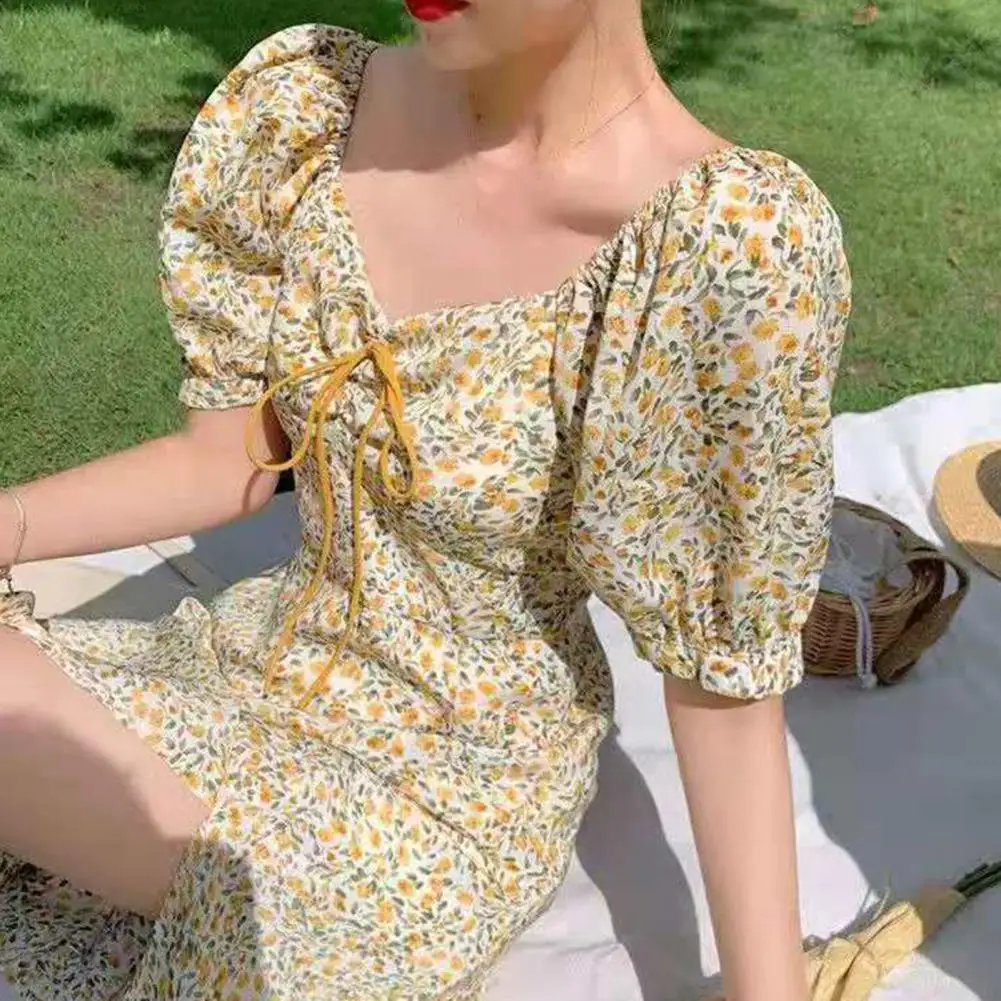 2021 Women Square Neck Floral Print Puff Short Sleeve Split Midi Dress Streetwear for Beach Party Daily Wear Or Travel
2021 Women Square Neck Floral Print Puff Short Sleeve Split Midi Dress Streetwear for Beach Party Daily Wear Or Travel