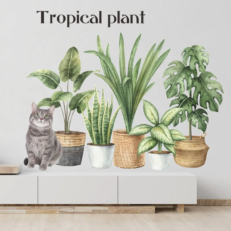 Cartoon Kitten Tropical Green Plants Potted Wall Stickers Bedroom Living Room Children's Room Home Wall Decoration Wallpaper
Cartoon Kitten Tropical Green Plants Potted Wall Stickers Bedroom Living Room Children's Room Home Wall Decoration Wallpaper
