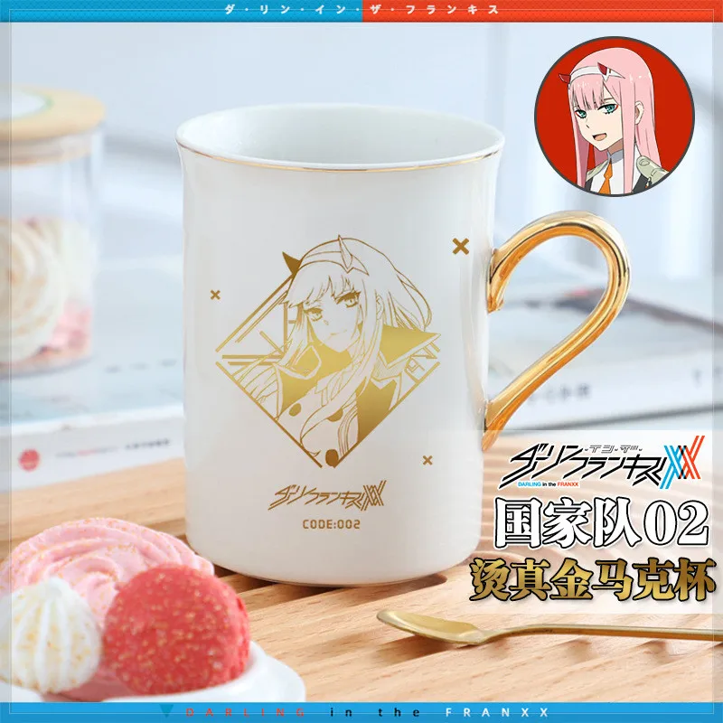 New Anime Darling in the franxx 02 Cosplay Water Cup gold stamping Ceramic Mug Cup With Spoon Collection Student Birthday Gift
New Anime Darling in the franxx 02 Cosplay Water Cup gold stamping Ceramic Mug Cup With Spoon Collection Student Birthday Gift