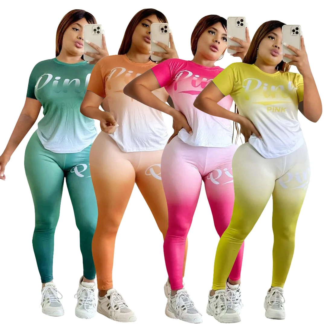 S-3xl Women 2pcs Set Pink Letter Tracksuit Short Sleeve Top Pants Set Tiy Dye Workout Sportswear Suit Casual Matching Set
S-3xl Women 2pcs Set Pink Letter Tracksuit Short Sleeve Top Pants Set Tiy Dye Workout Sportswear Suit Casual Matching Set