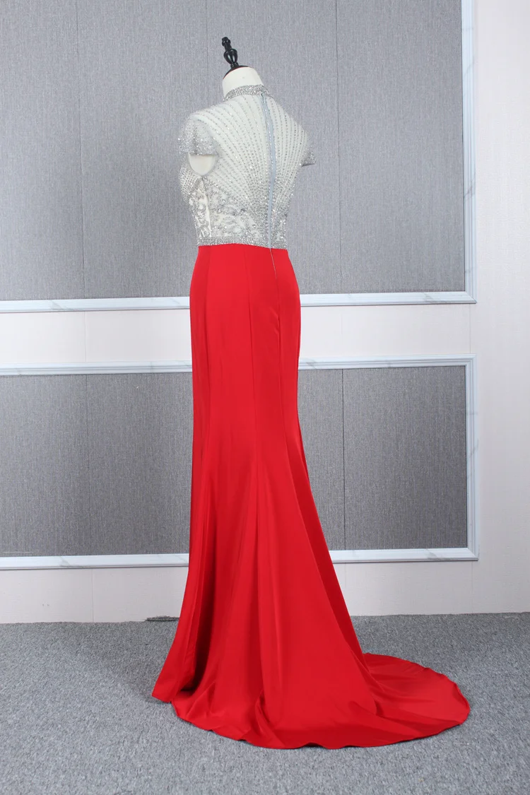 Luxury Beaded Top Red Dress High Neck Cap Sleeve Illusion Back Zipper up Long Formal Prom Party Gown
Luxury Beaded Top Red Dress High Neck Cap Sleeve Illusion Back Zipper up Long Formal Prom Party Gown