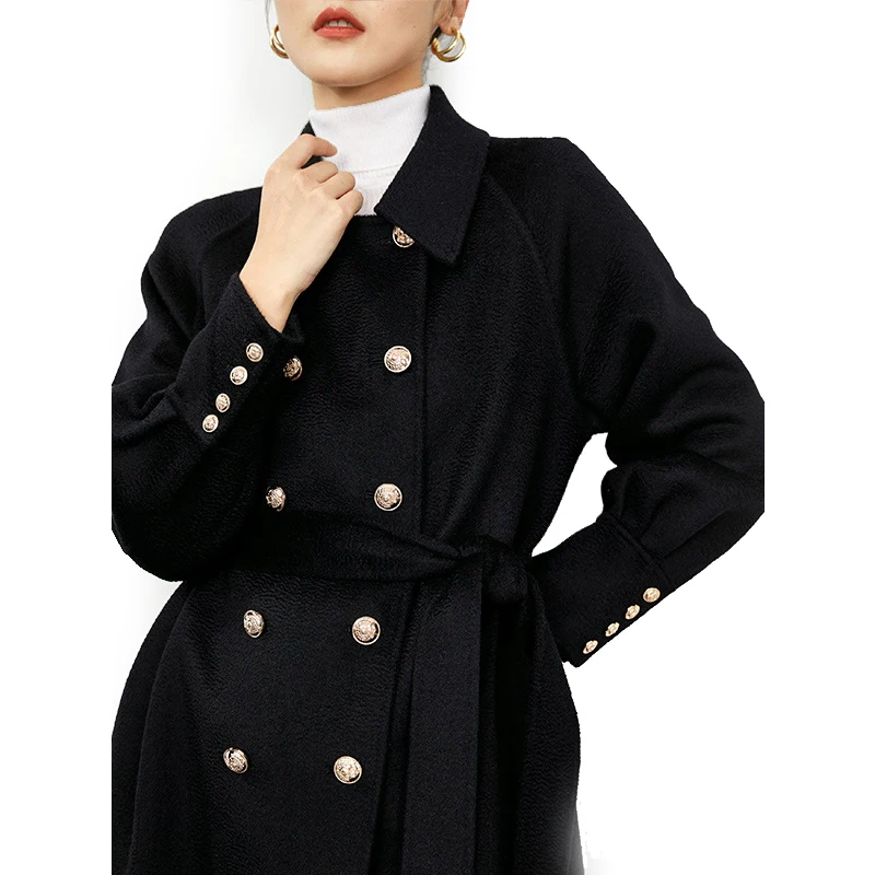 Water Ripple Double Sided Cashmere Coat Women Mid Length Loose Temperament Woolen Coat Jacket Double Breasted Autumn Winter New
Water Ripple Double Sided Cashmere Coat Women Mid Length Loose Temperament Woolen Coat Jacket Double Breasted Autumn Winter New