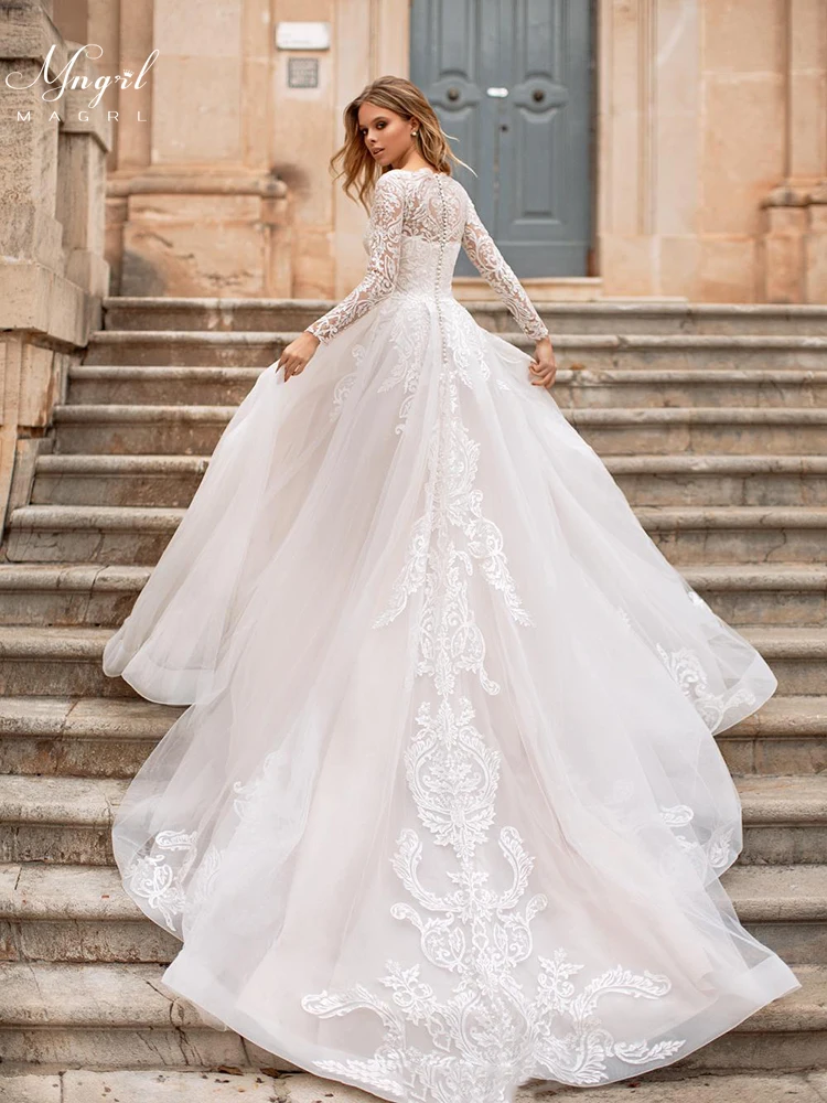 MNGRL Muslim bride Simple Retro Long Sleeve Wedding Dress White Lace 3D Flower Fluffy Skirt Bridal Dresses Plus Size Tail
MNGRL Muslim bride Simple Retro Long Sleeve Wedding Dress White Lace 3D Flower Fluffy Skirt Bridal Dresses Plus Size Tail