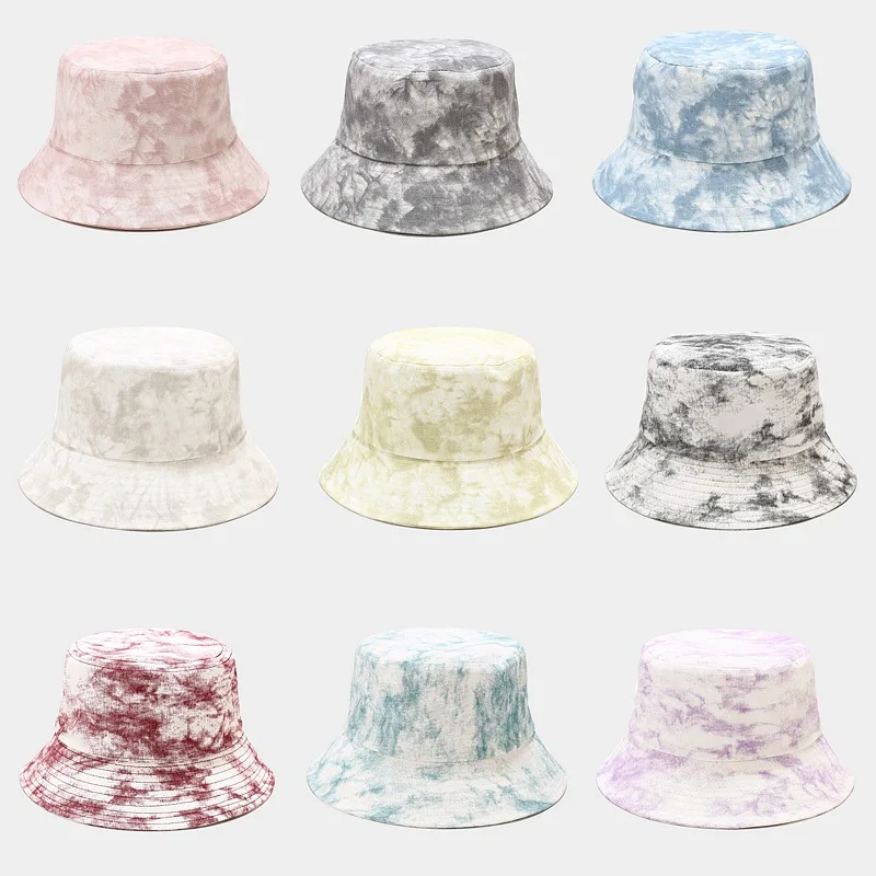 

The new spring 2021 tie-dye fisherman hat he him; male and the United States current gradient cap the outdoor sun hat Panama