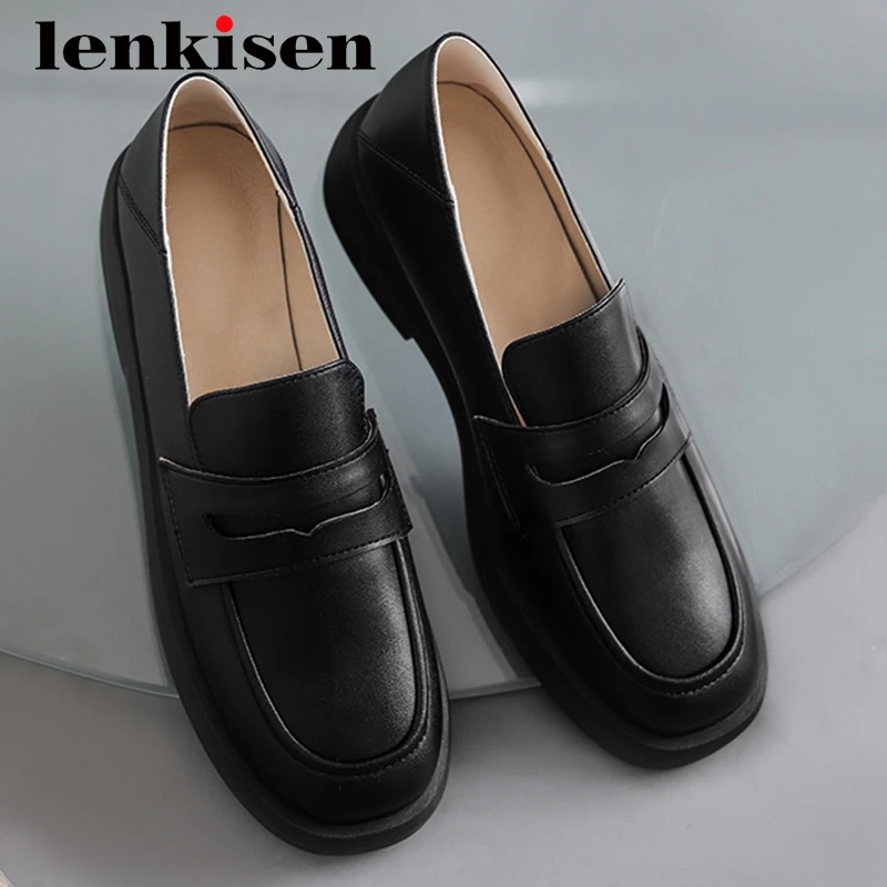 Lenkisen british school full grain leather neutral high quality round toe thick med heel slip on punk fashion women pumps L05
Lenkisen british school full grain leather neutral high quality round toe thick med heel slip on punk fashion women pumps L05