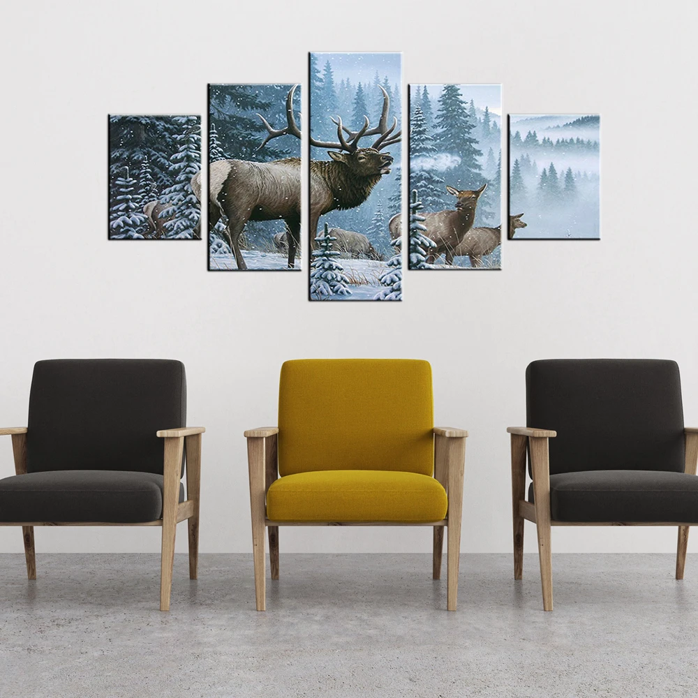 HD Prints Office Hallway Wall Art Elk Family In Snow Pine Tree Landscape for Dining Room Wall Decor Deer Poster Home Decor
HD Prints Office Hallway Wall Art Elk Family In Snow Pine Tree Landscape for Dining Room Wall Decor Deer Poster Home Decor