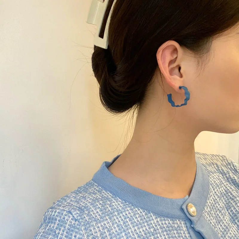 S925 needle Trendy Jewelry Geometry Earrings Popular Style Metal Alloy With Coating Blue Hoop Earrings For Sweet Girl Women Gift
S925 needle Trendy Jewelry Geometry Earrings Popular Style Metal Alloy With Coating Blue Hoop Earrings For Sweet Girl Women Gift