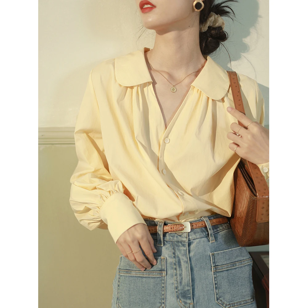Shirt Women's Design Niche Shirt Spring 2021 New Fashion French Collarbone Chic Hong Kong Style Long Sleeve Top 
Shirt Women's Design Niche Shirt Spring 2021 New Fashion French Collarbone Chic Hong Kong Style Long Sleeve Top