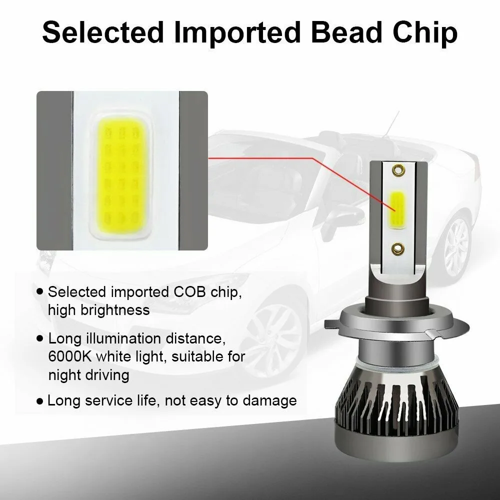 2PCS H7 LED Headlight Error Free 200W 20000LM Hi/Low Kit Bulbs Aviation 6063 Aluminum Beam Canbus COB Headlight Super Bright
2PCS H7 LED Headlight Error Free 200W 20000LM Hi/Low Kit Bulbs Aviation 6063 Aluminum Beam Canbus COB Headlight Super Bright